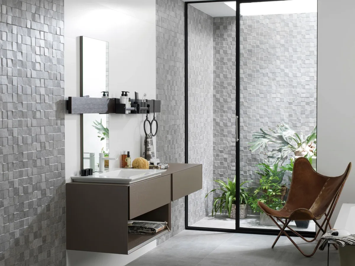 Gres Porcelanosa RODANO efekt beton, kamień - aranzacja w elewacji domu