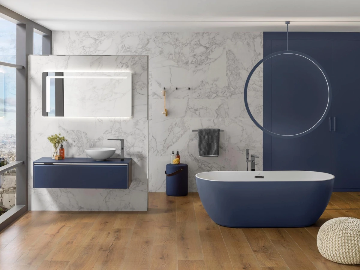 Gres Porcelanosa OXFORD efekt drewno - aranzacja w przy kominku