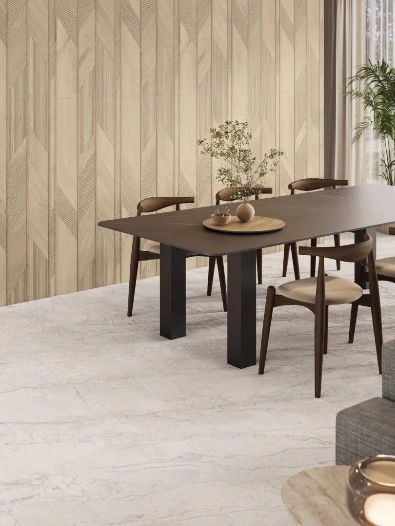 Gres Porcelanosa COLORADO efekt kamień - aranzacja w korytarzu z naturalnym swiatlem