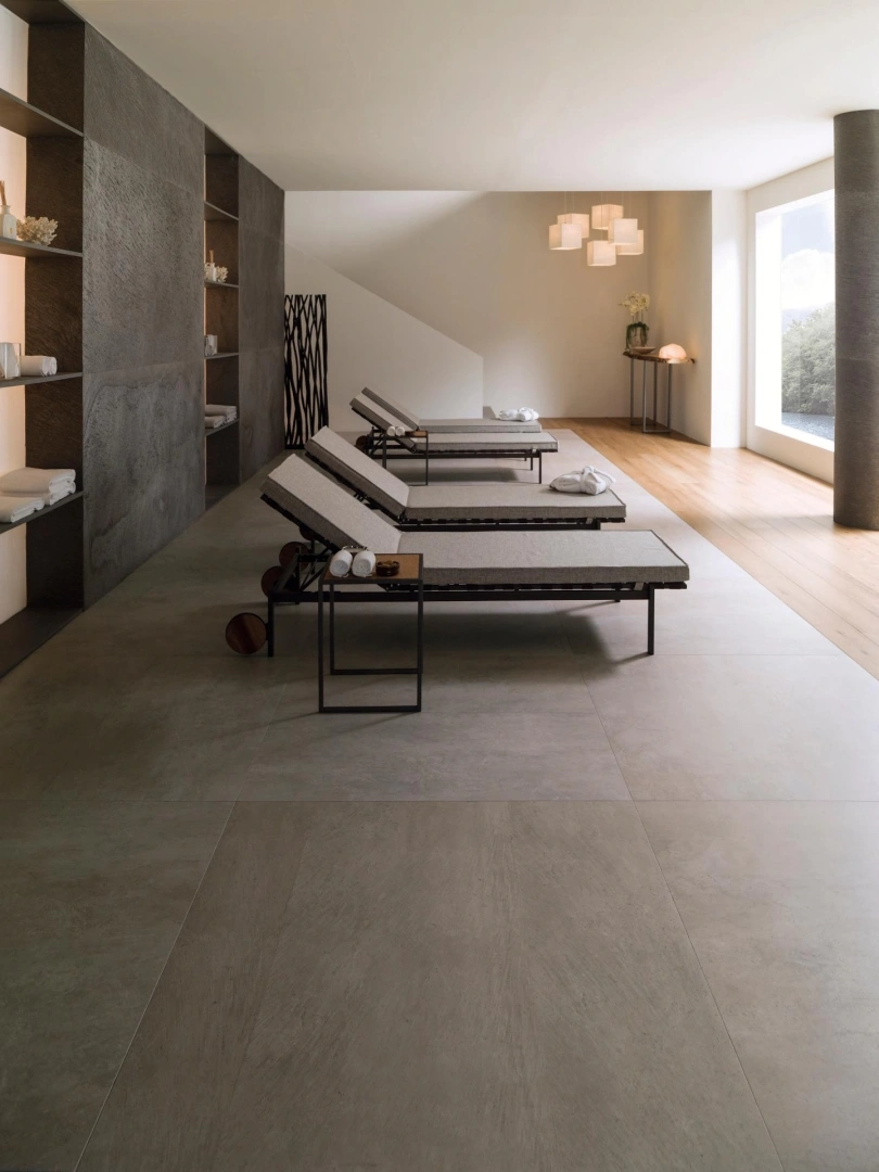 Gres Porcelanosa RODANO efekt beton, kamień - aranzacja w eleganckiej lazience