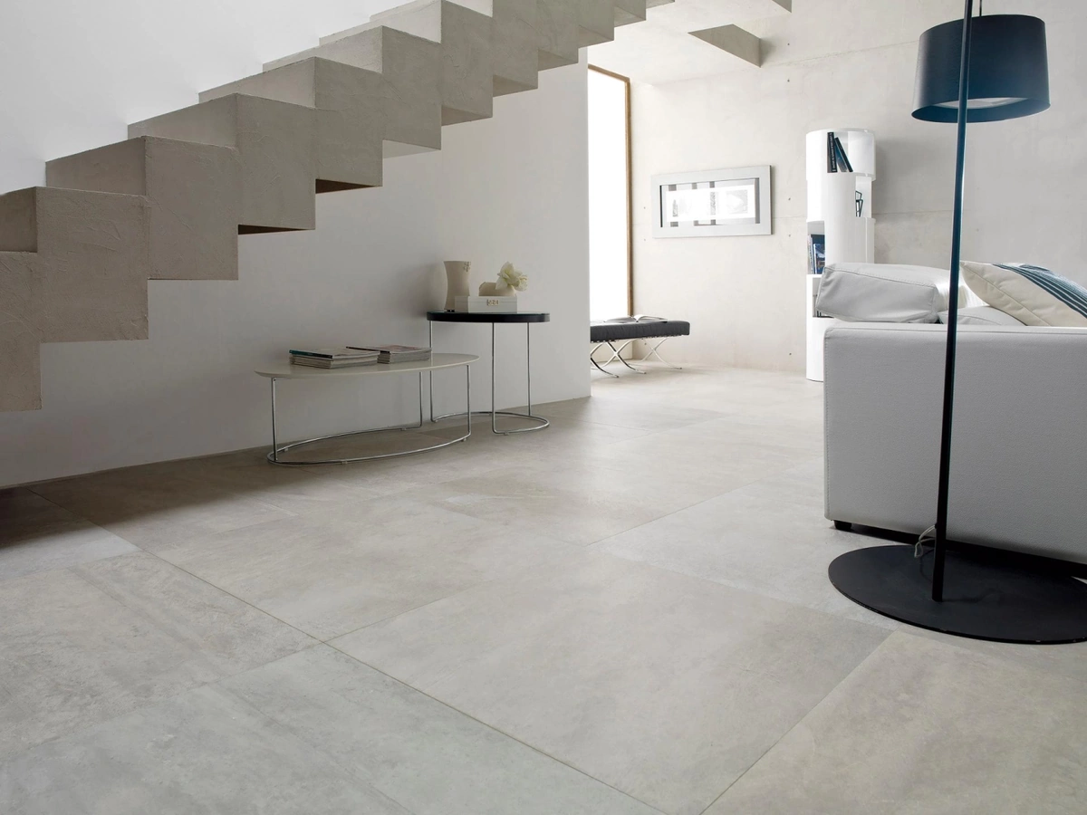 Gres Porcelanosa RODANO efekt beton, kamień - aranzacja w minimalistycznym wnetrzu