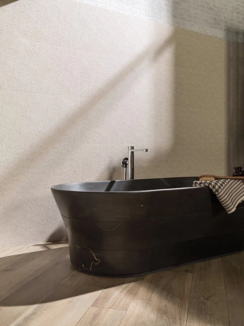 Gres Porcelanosa CAPRI efekt kolor - aranzacja w eleganckiej lazience