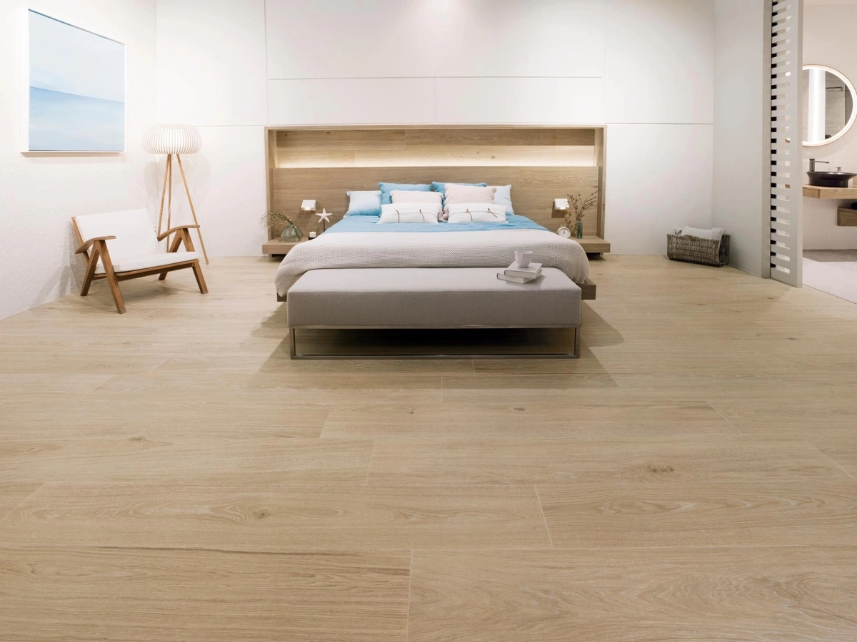 Gres Porcelanosa MINNESOTA efekt drewno - aranzacja w eleganckiej lazience