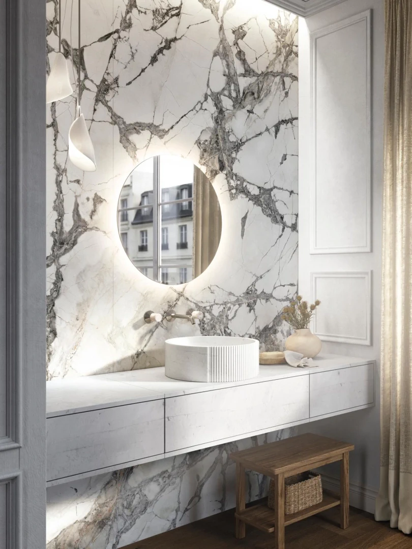 Gres Porcelanosa GENT efekt drewno - aranzacja w nowoczesnym salonie
