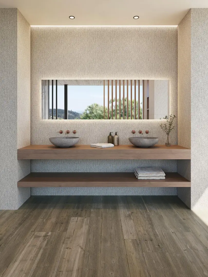 Gres Porcelanosa TRECCIA efekt kolor - aranzacja w przestronnym holu