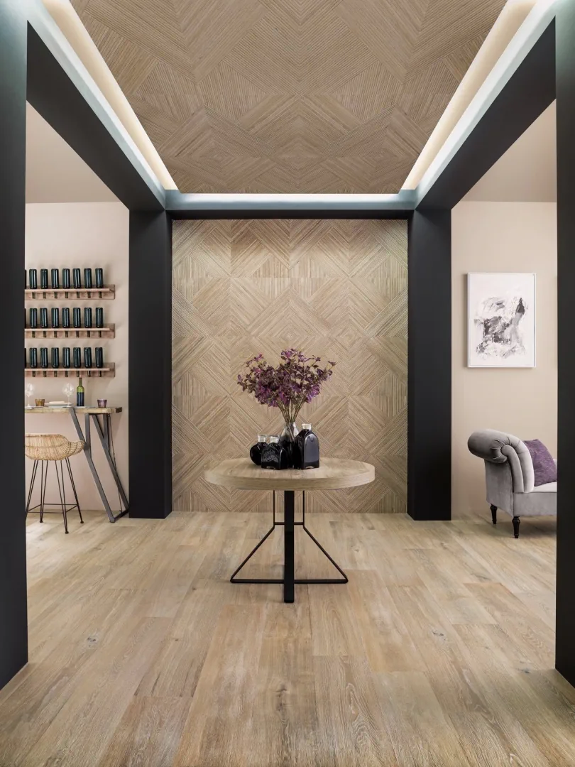 Gres Porcelanosa TANZANIA efekt drewno - aranzacja w eleganckiej lazience