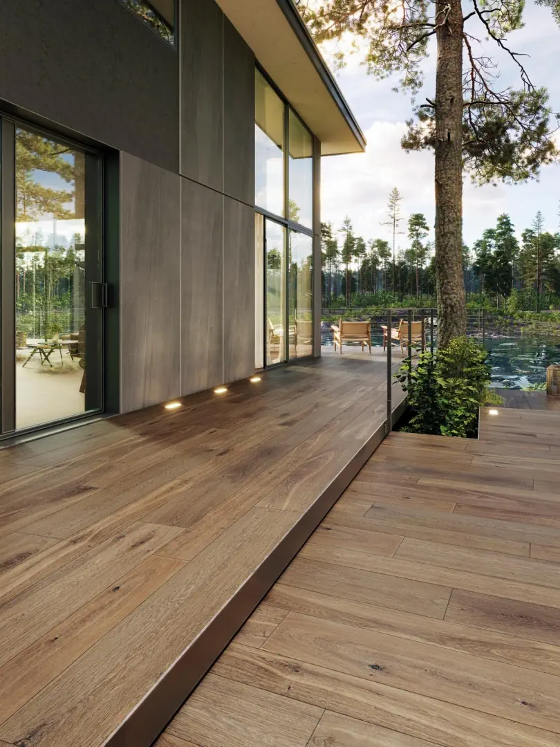 Gres Porcelanosa GENT efekt drewno - aranzacja w minimalistycznym wnetrzu