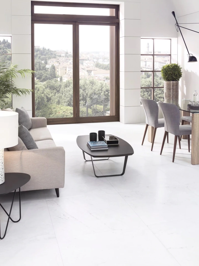 Gres Porcelanosa RIVOLI efekt marmur - aranzacja w eleganckiej lazience