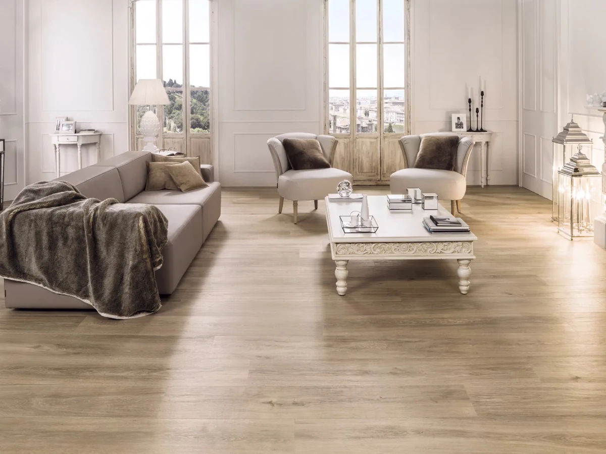 Gres Porcelanosa TANZANIA efekt drewno - aranzacja w eleganckiej lazience
