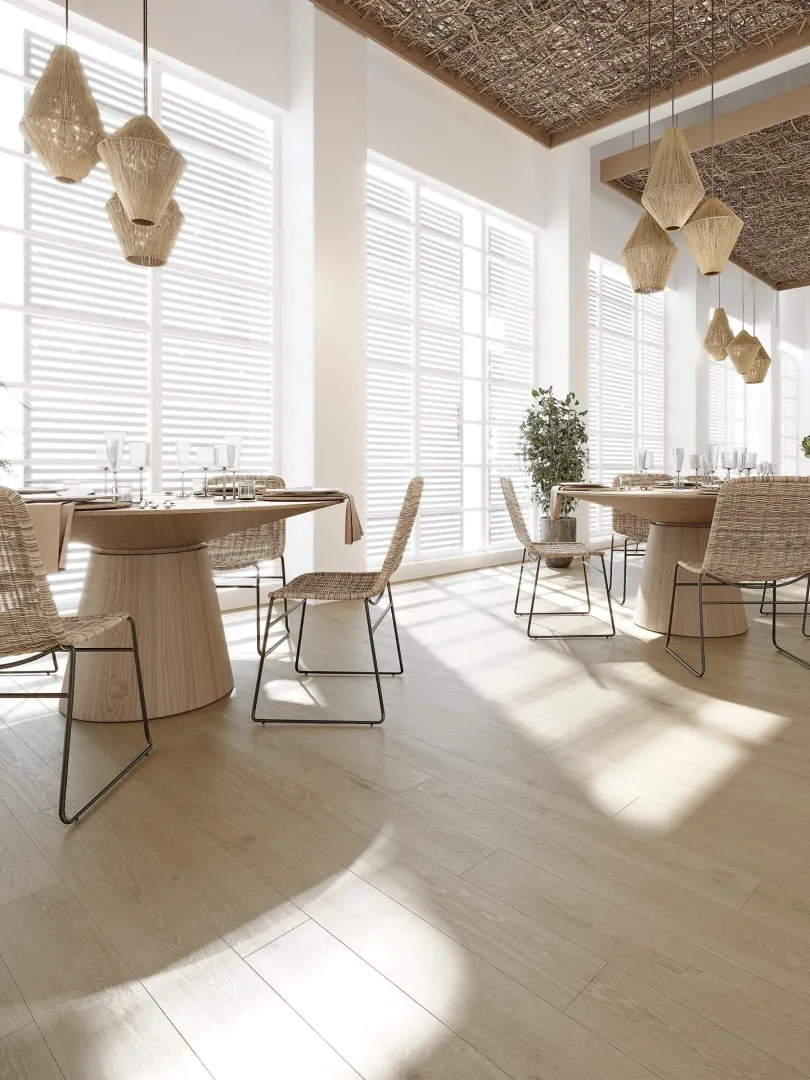 Gres Porcelanosa BREMEN efekt drewno - aranzacja w elewacji domu