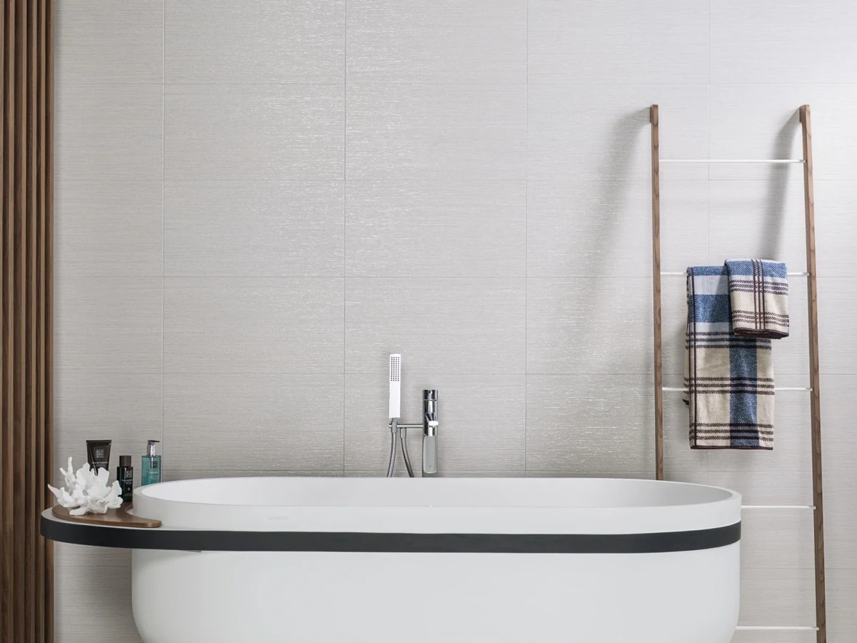 Gres Porcelanosa JAPAN efekt dywan, kolor - aranzacja w eleganckiej lazience