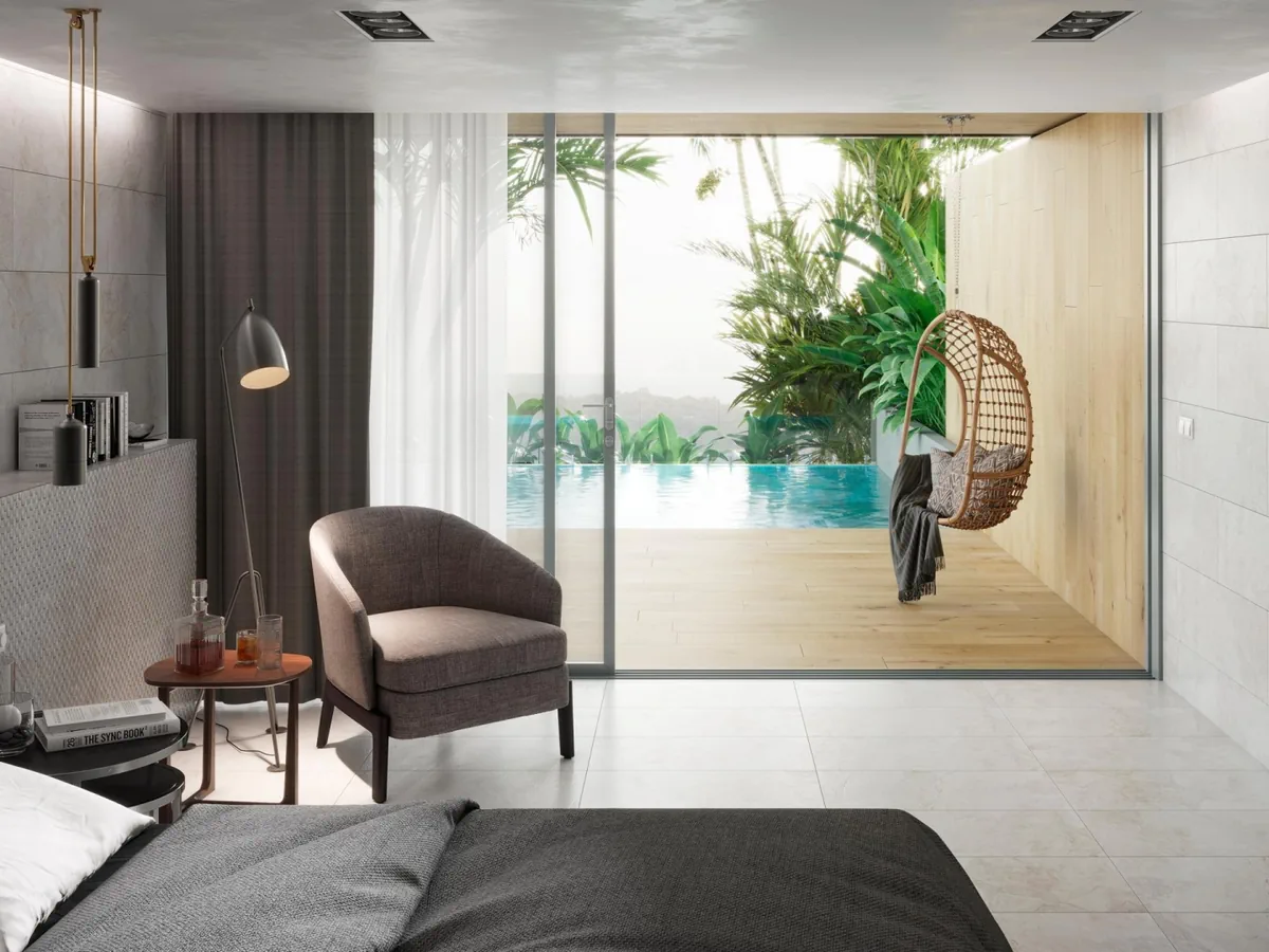 Gres Porcelanosa IMAGE efekt kamień - aranzacja w eleganckiej lazience
