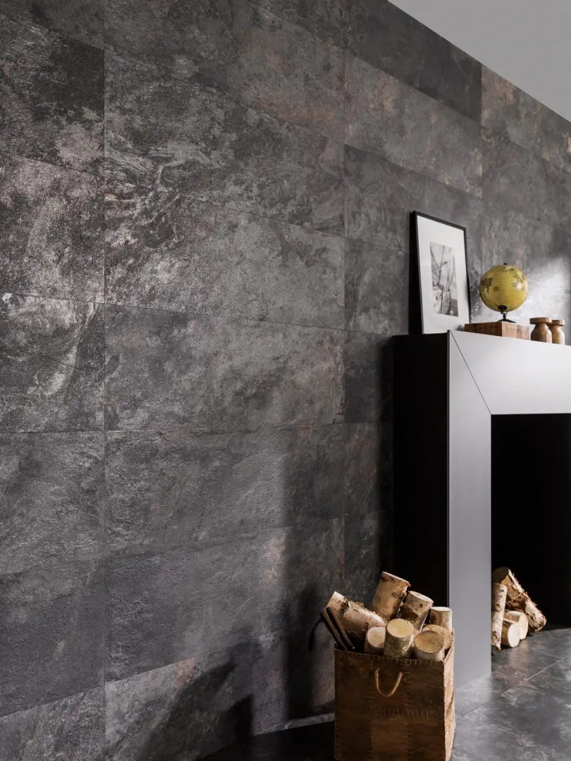 Gres Porcelanosa IMAGE efekt kamień - aranzacja w przestronnym holu