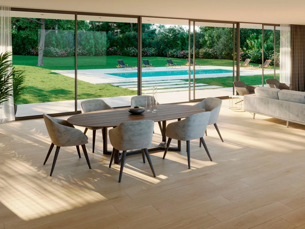 Gres Porcelanosa MINNESOTA efekt drewno - aranzacja w elewacji domu
