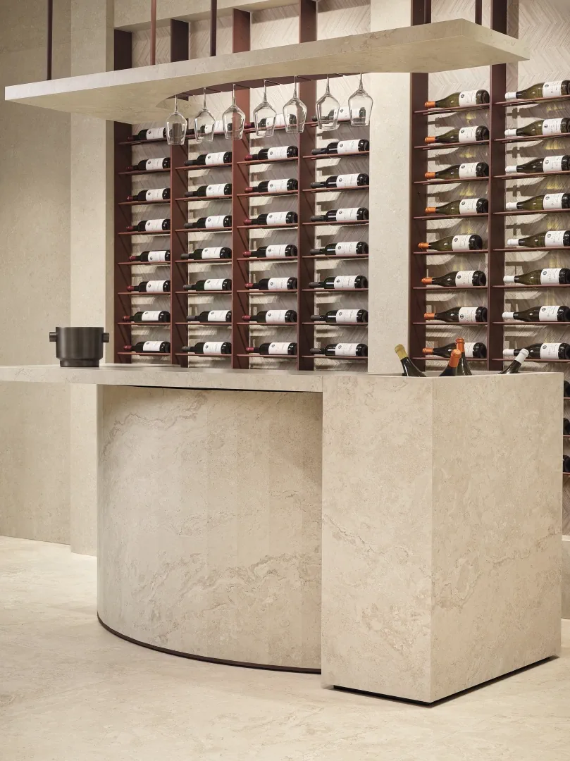 Gres Provenza UNIQUE BOURGOGNE efekt kamień - aranzacja w eleganckiej lazience