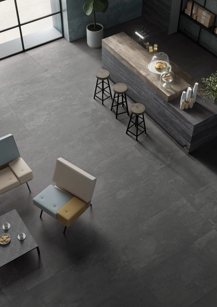 Gres Provenza RE-PLAY CONCRETE efekt beton - aranzacja w elewacji domu