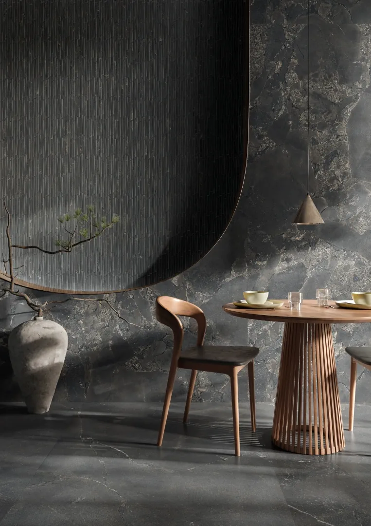 Gres Provenza UNIQUE INTENSITY efekt kamień - aranzacja w eleganckiej lazience