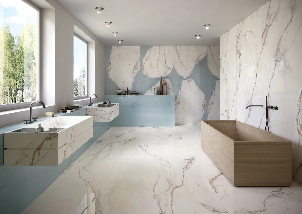 Gres Provenza UNIQUE MARBLE efekt beton, marmur - aranzacja w elewacji domu
