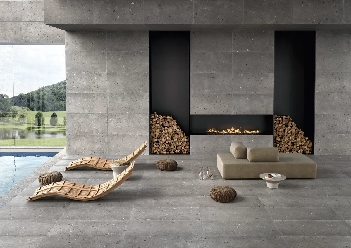 Gres Provenza EGO efekt terrazzo - aranzacja w elewacji domu