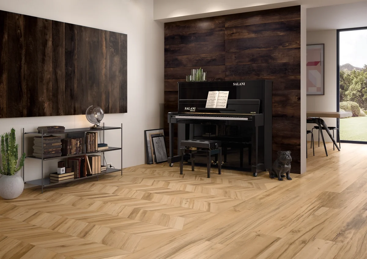 Gres Provenza PROVOAK efekt drewno - aranzacja w eleganckiej lazience