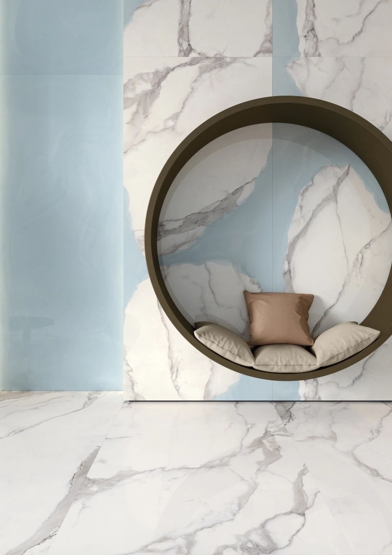 Gres Provenza UNIQUE MARBLE efekt beton, marmur - aranzacja w eleganckiej lazience