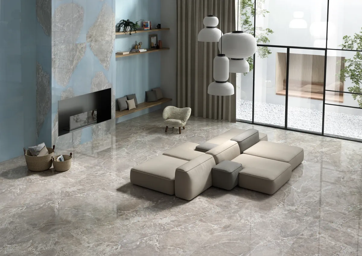 Gres Provenza UNIQUE MARBLE efekt beton, marmur - aranzacja w minimalistycznym wnetrzu