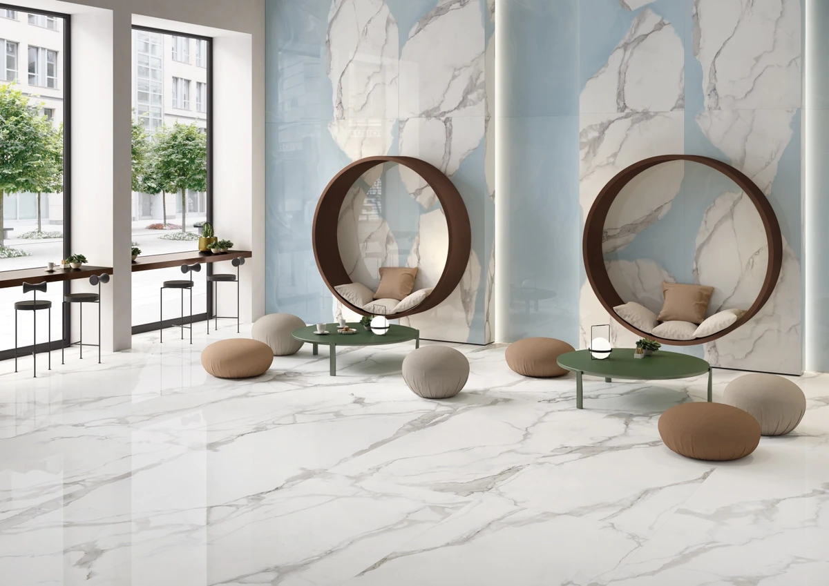 Gres Provenza UNIQUE MARBLE efekt beton, marmur - aranzacja w elewacji domu