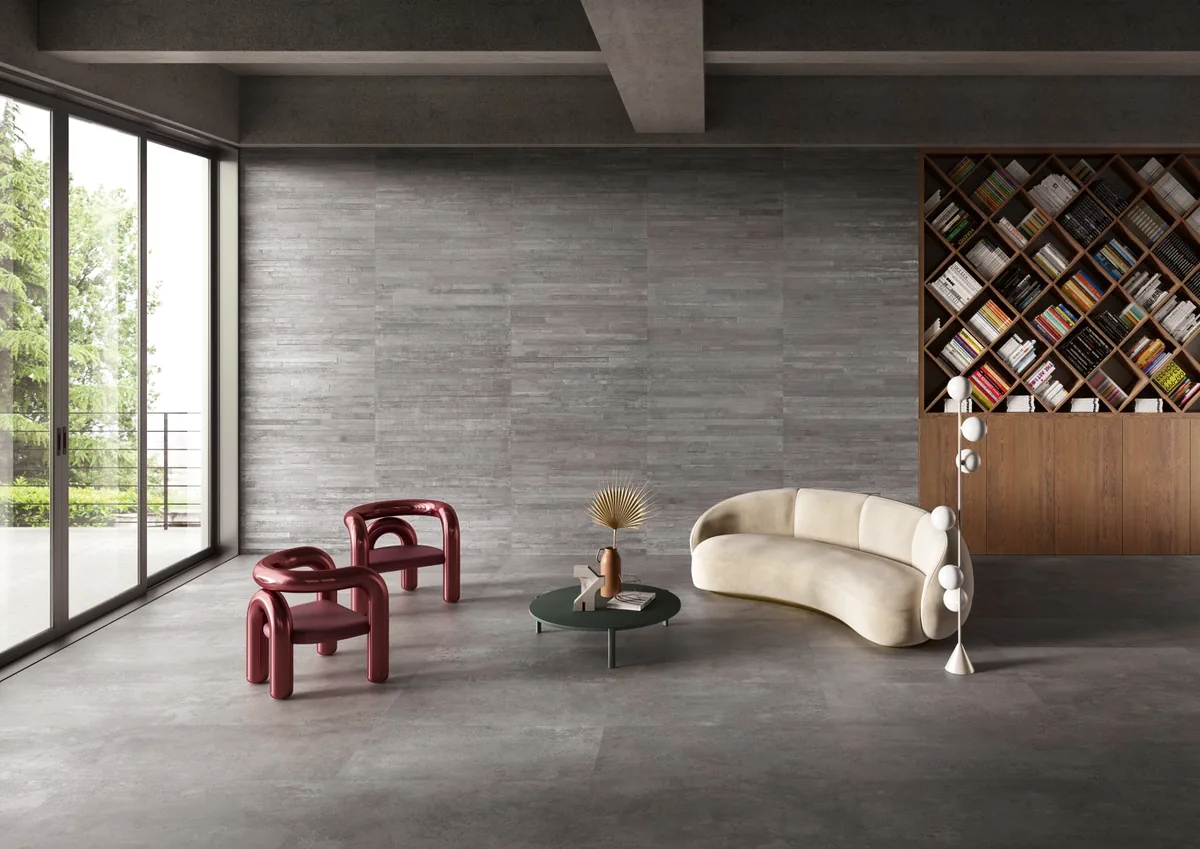 Gres Provenza RE-PLAY CONCRETE efekt beton - aranzacja w elewacji domu