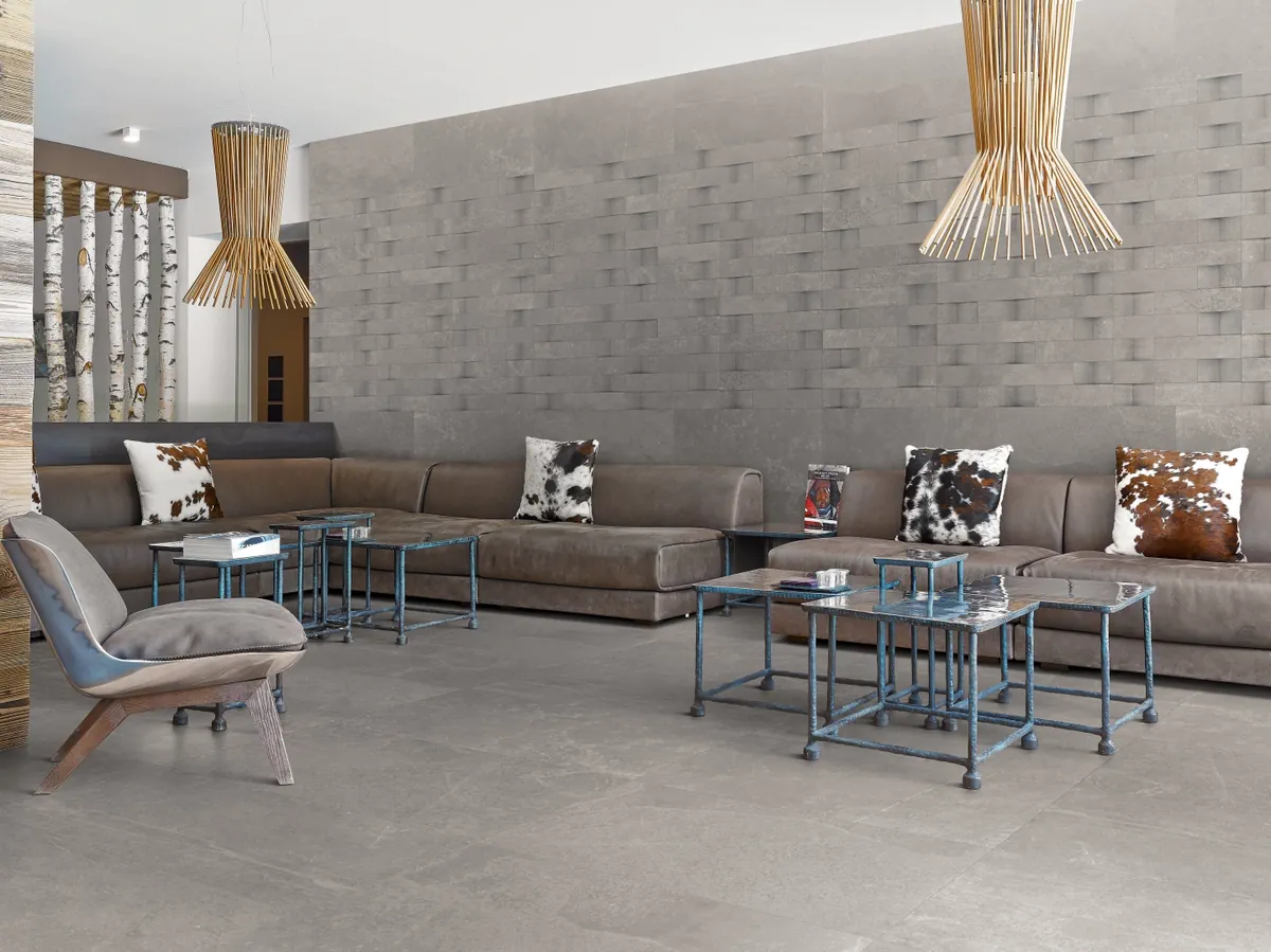 Gres Provenza GROOVE efekt beton - aranzacja w minimalistycznym wnetrzu
