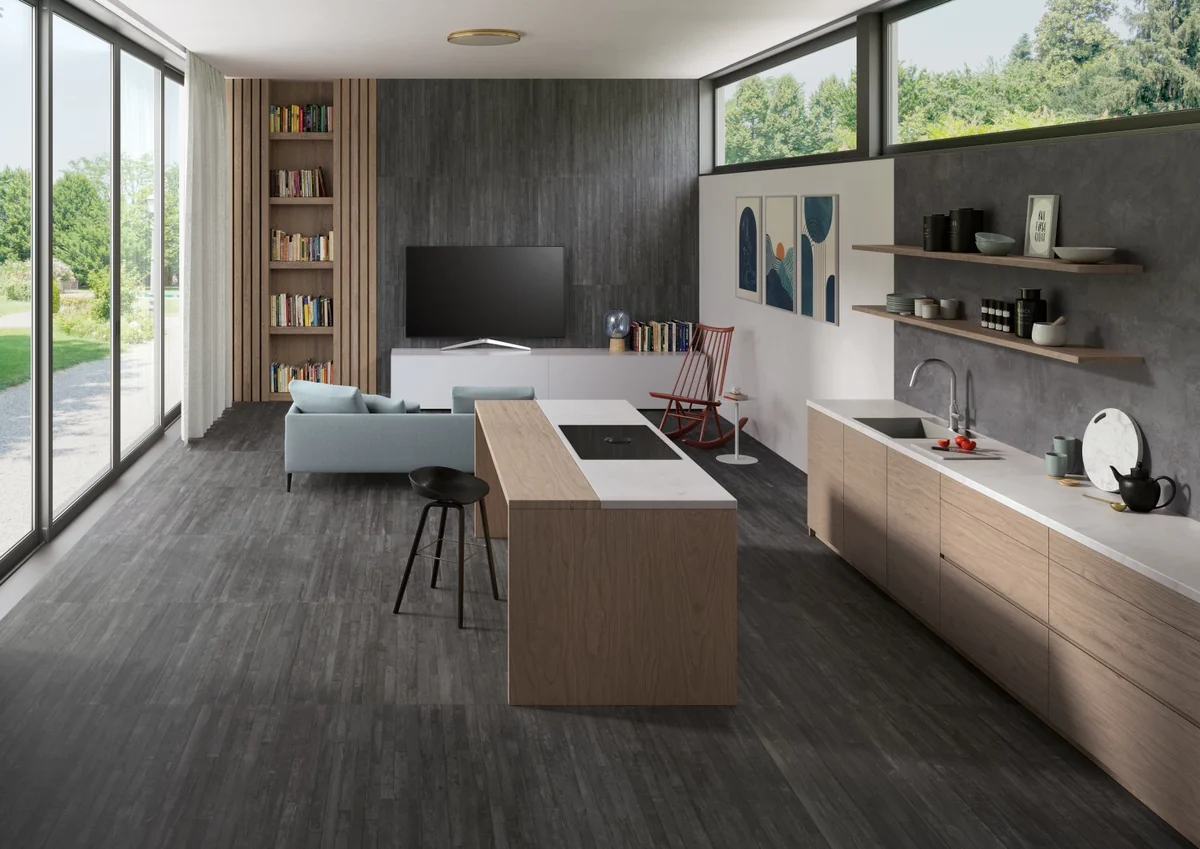 Gres Provenza RE-PLAY CONCRETE efekt beton - aranzacja w eleganckiej lazience