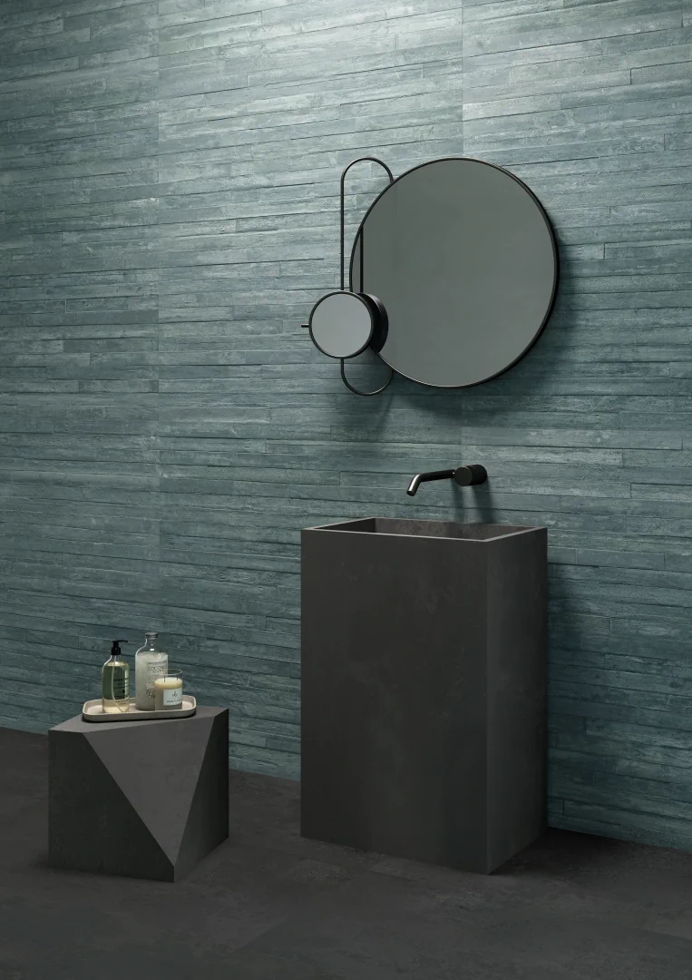 Gres Provenza RE-PLAY CONCRETE efekt beton - aranzacja w minimalistycznym wnetrzu