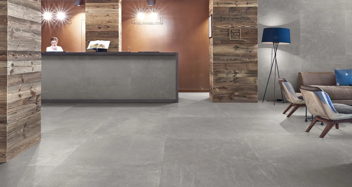 Gres Provenza GROOVE efekt beton - aranzacja w eleganckiej lazience