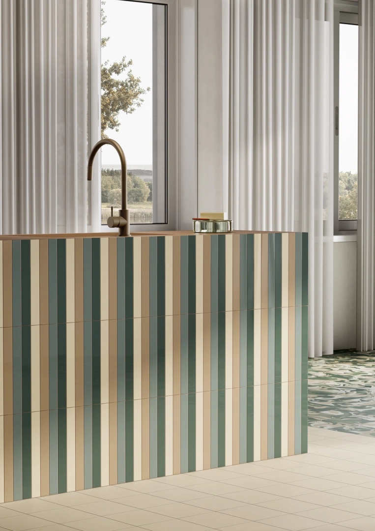 Gres Quintessenza FLUID efekt kolor - aranzacja w eleganckiej lazience