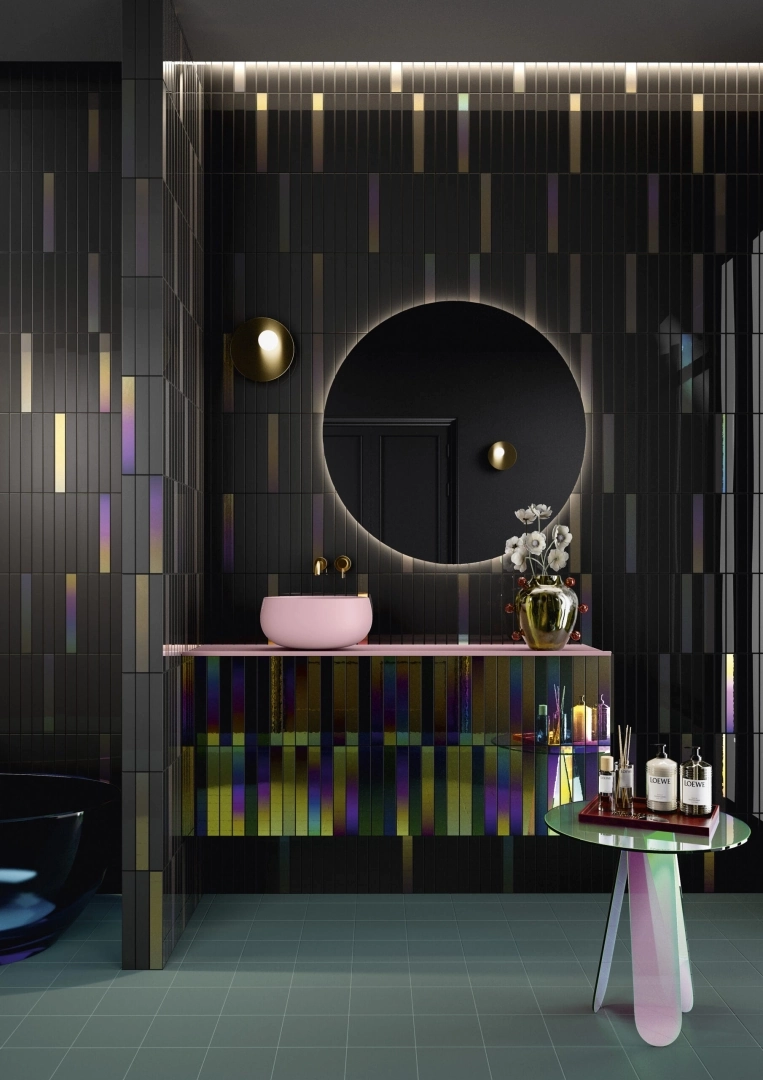 Gres Quintessenza COLORS efekt kolor - aranzacja w korytarzu z naturalnym swiatlem