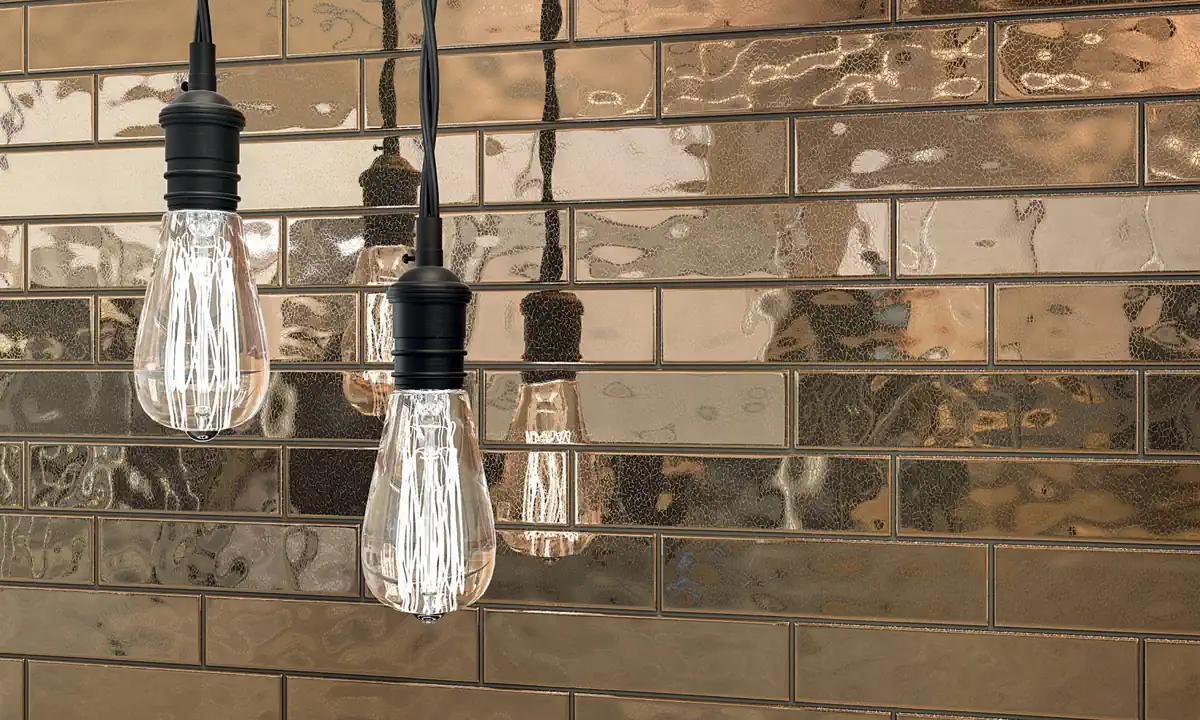 Gres Quintessenza CROMIA26 efekt metal, cegła - aranzacja w eleganckiej lazience