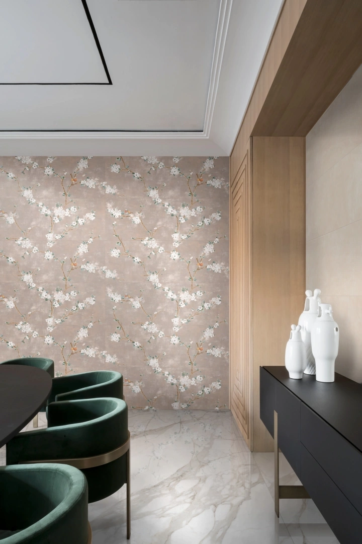 Gres Ragno MIXED efekt beton - aranzacja w przy kominku