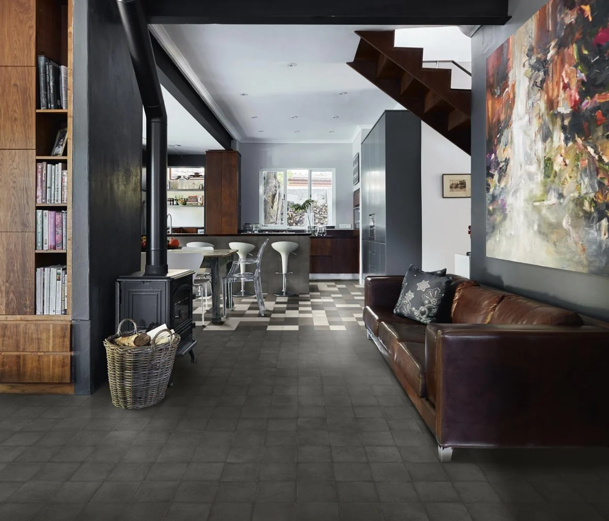 Gres Ragno OTTOCENTO efekt beton - aranzacja w eleganckiej lazience