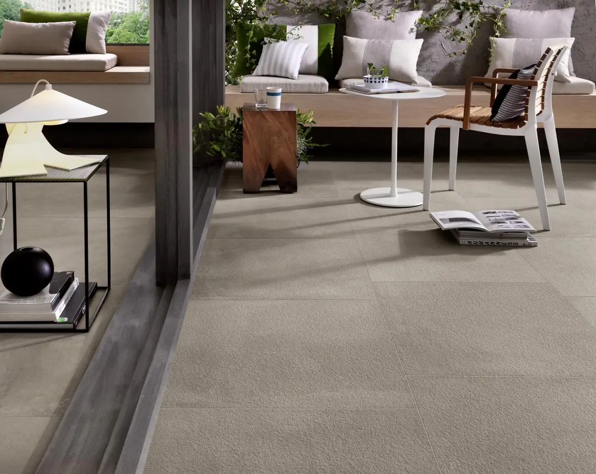 Gres Ragno BOOM efekt beton - aranzacja w eleganckiej lazience