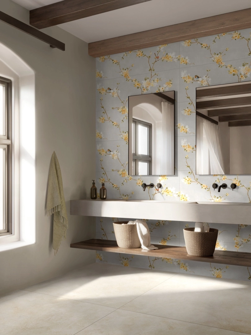 Gres Ragno MIXED efekt beton - aranzacja w elewacji domu