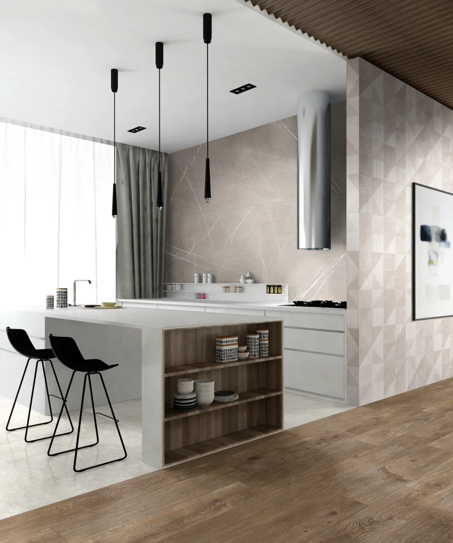 Gres Ragno RICHMOND efekt kamień - aranzacja w eleganckiej lazience