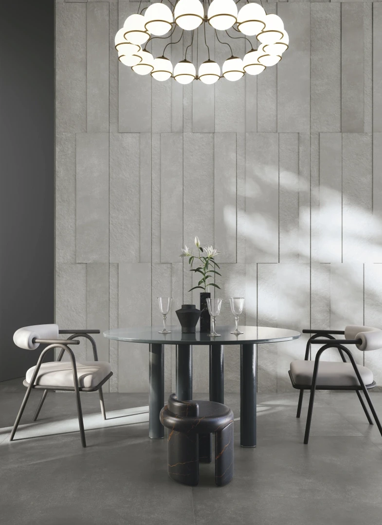 Gres Refin FEEL efekt kamień - aranzacja w eleganckiej lazience