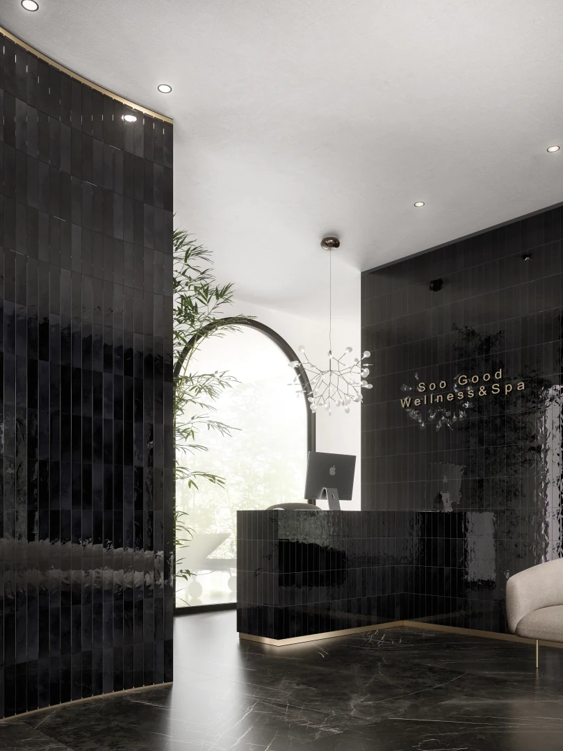 Gres Refin HALO efekt cegła - aranzacja w eleganckiej lazience