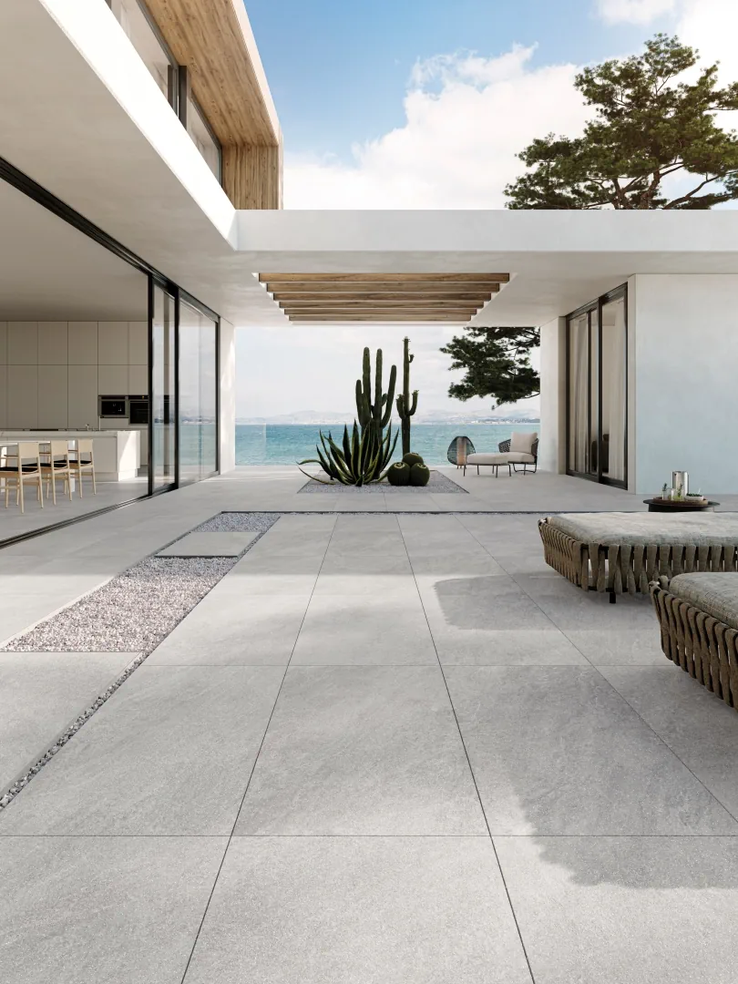 Gres Refin PRIMAL efekt kamień - aranzacja w elewacji domu
