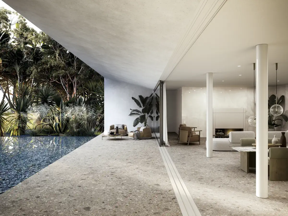 Gres Refin OROBICA efekt terrazzo - aranzacja w elewacji domu