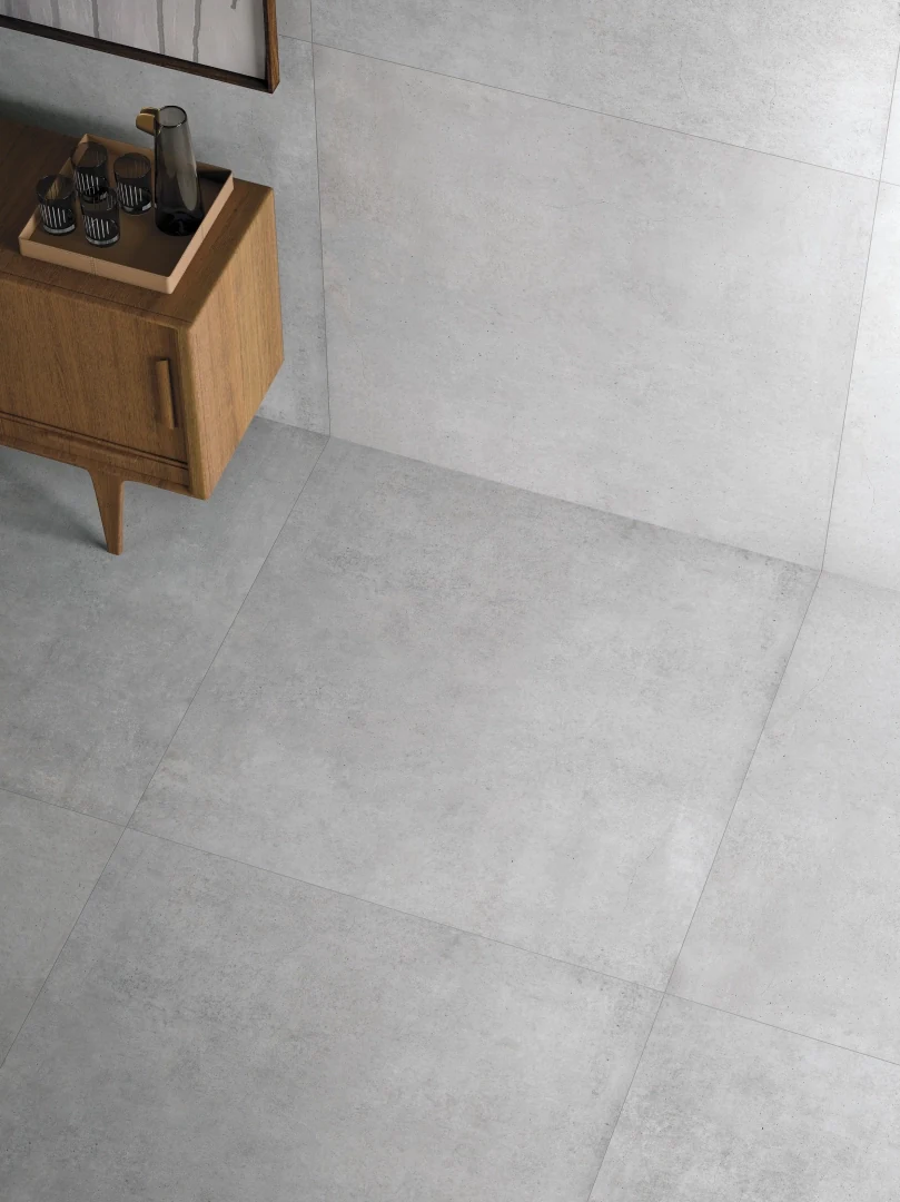 Gres Refin PLAIN efekt beton - aranzacja w elewacji domu