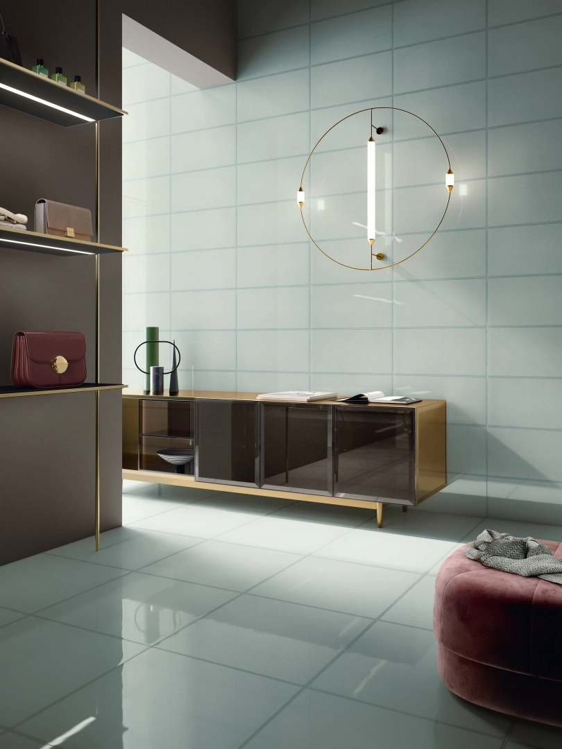 Gres Refin VETRI efekt kolor - aranzacja w eleganckiej lazience