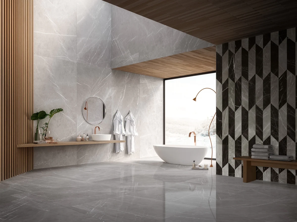 Gres Refin PRESTIGIO efekt marmur - aranzacja w eleganckiej lazience