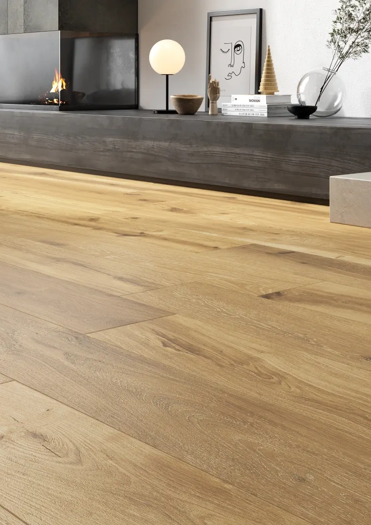 Gres Rondine TIMELESS efekt drewno - aranzacja w nowoczesnym salonie