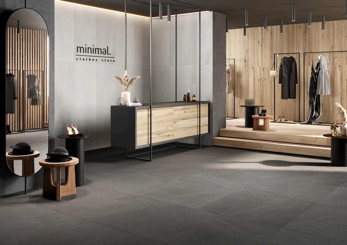 Gres Rondine BALTIC efekt beton - aranzacja w eleganckiej lazience