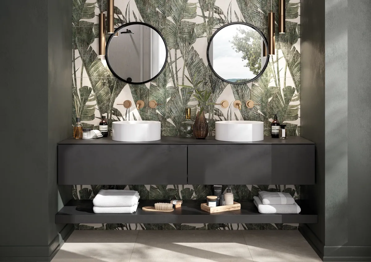 Gres Rondine LOFT efekt beton - aranzacja w eleganckiej lazience